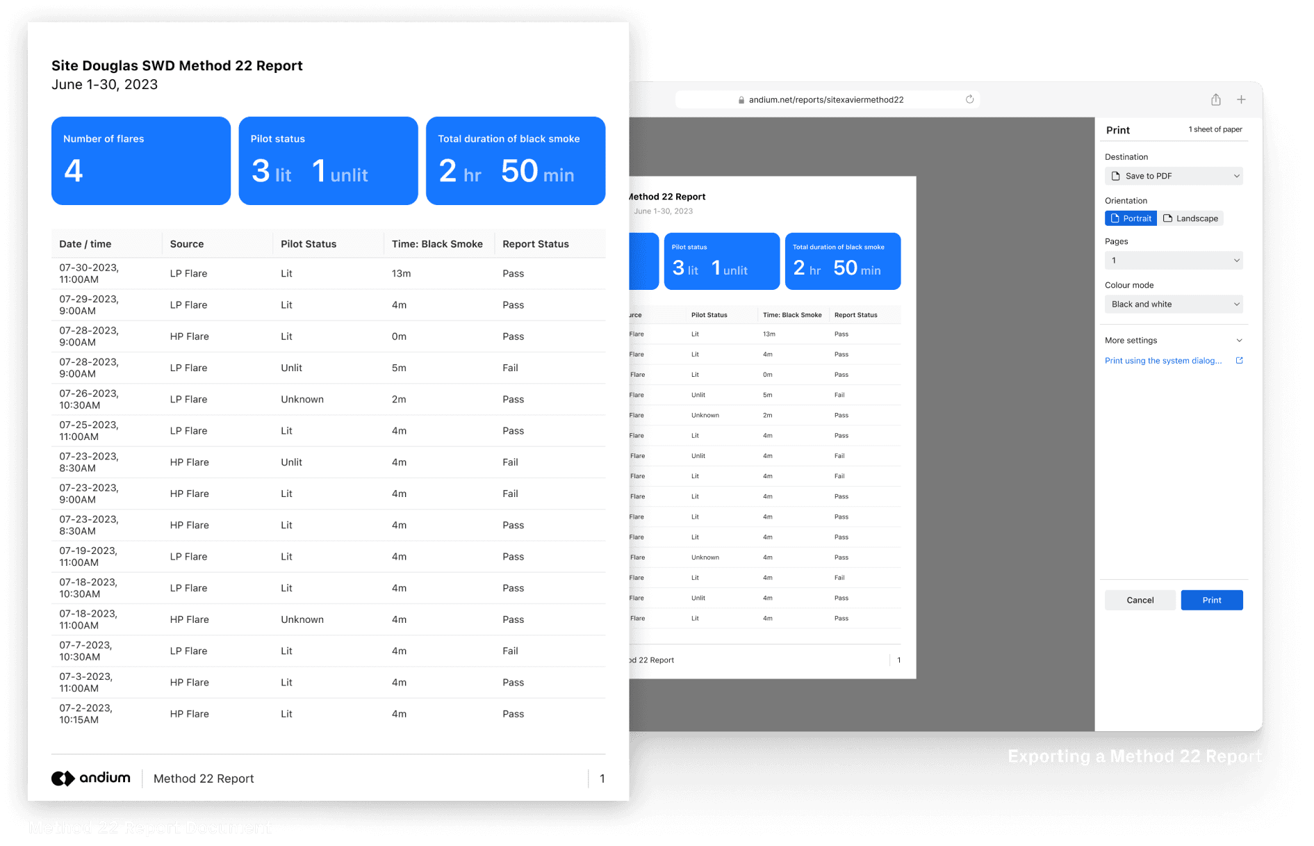 Method 22 Report Document - Exporting a Method 22 Report