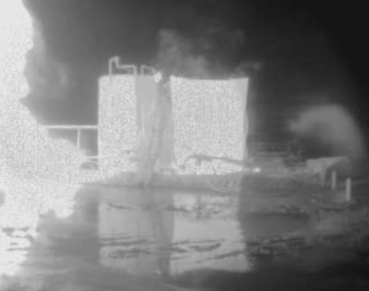 A thermal photo of Fire Detection service with added annotations.